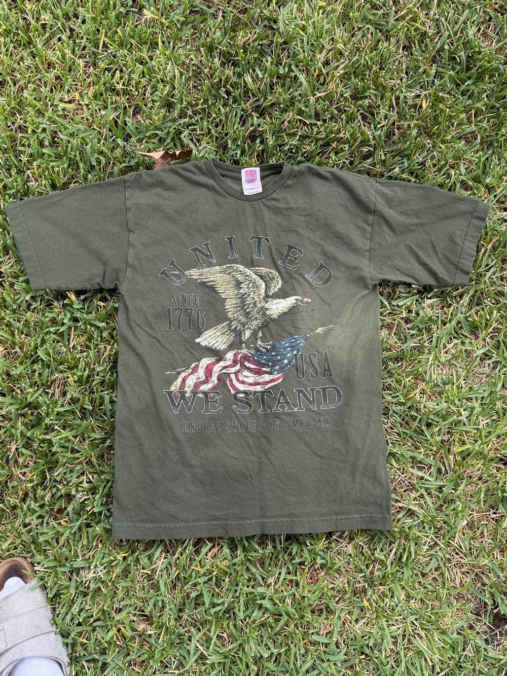 American Vintage Olive Green Eagle & Flag Graphic Tee